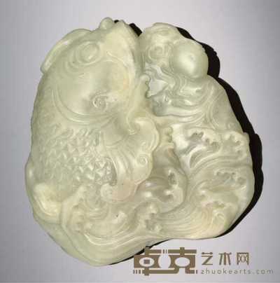 18th century A celadon jade carving of fish 